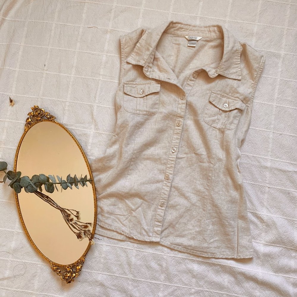 CHRISTOPHER & BANKS-  Linen Blend Sleevele…